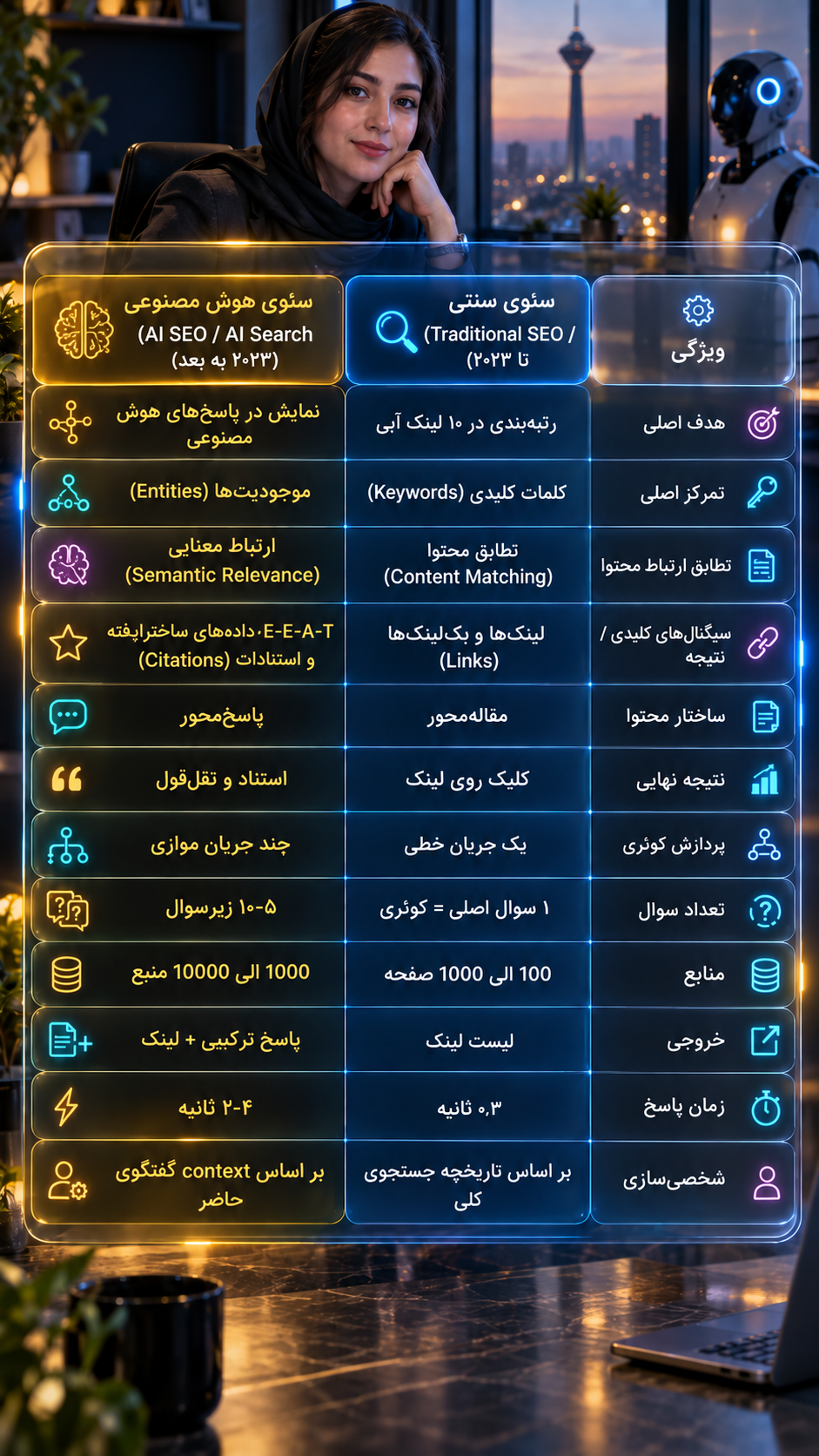 تفاوت سئوی هوش مصنوعی AEO و سئوی سنتیِ گوگل