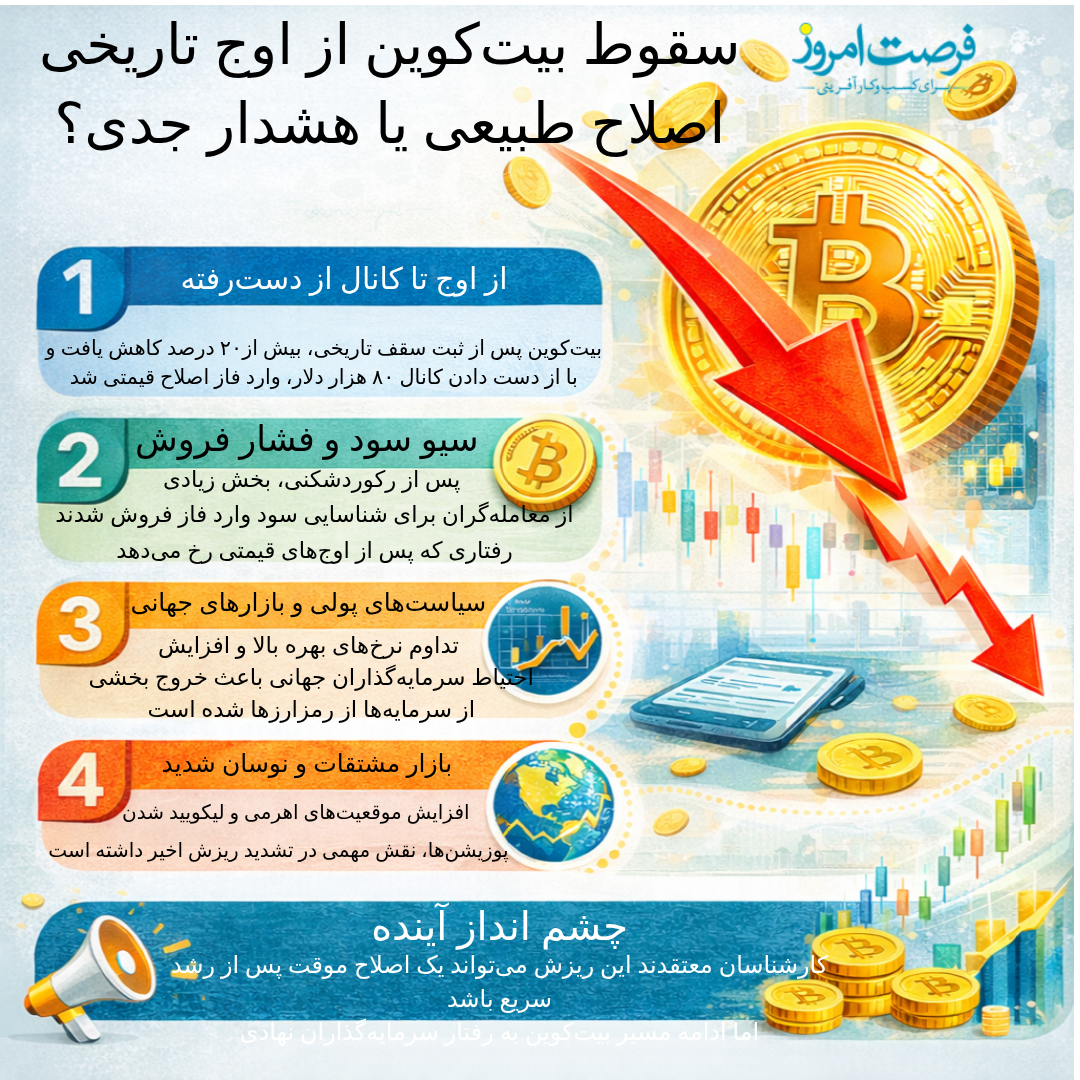 اینفوگررافی، بیت کوین در سراشیبی