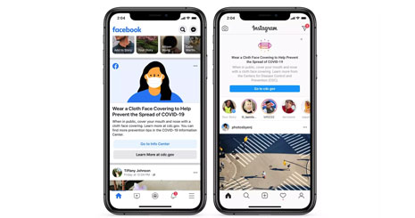 یادآوری استفاده ماسک فیس بوک اینستاگرام