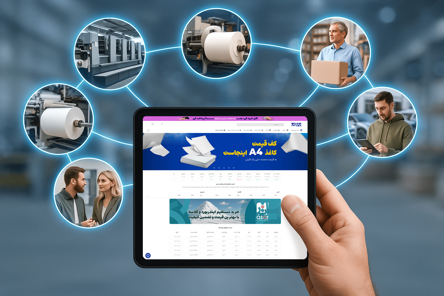 صفحه قیمت لحظه‌ای کاغذ و مقوا در پلتفرم چاپازون