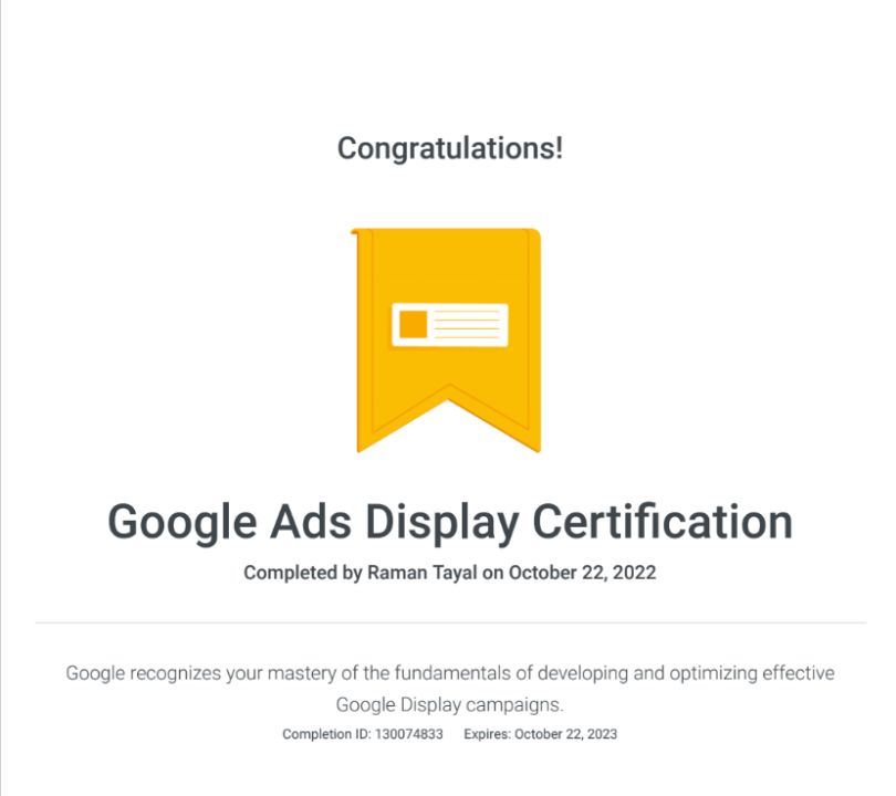 گواهینامه گوگل ادز دیسپلی (Google Ads Display)