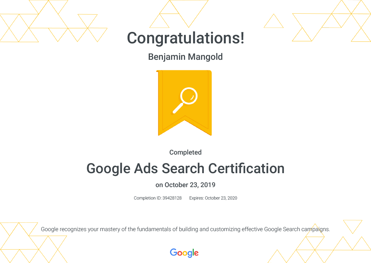 گواهینامه گوگل سرچ ادز (Google Search Ads)
