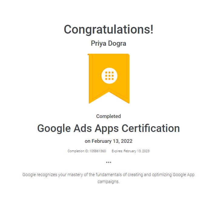گواهینامه گوگل ادز اپ (Google Ads Apps)